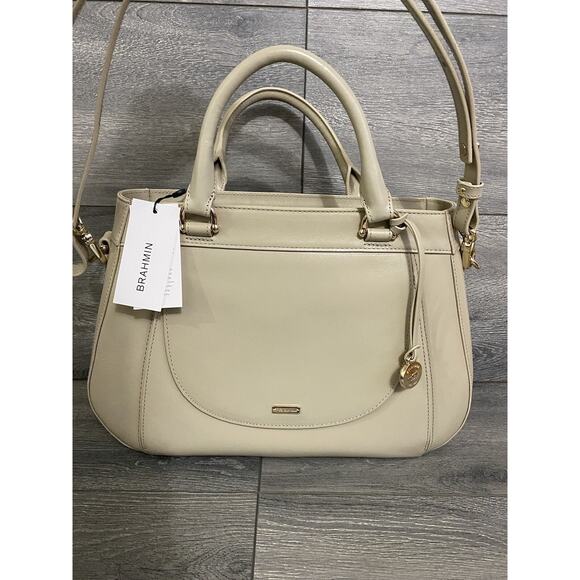 NWT Brahmin Raelynn Satchel Sand Leather Beige gray bag B000507 - Picture 5 of 10